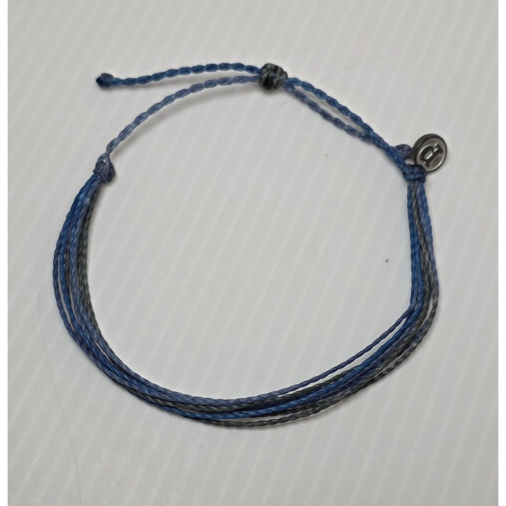 Pura Vida Blue and Grey Multi-Strand Wax Coated Adjustable String Bracelet